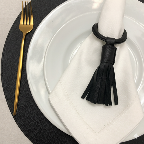 Servilleteros borla de piel (4 piezas)