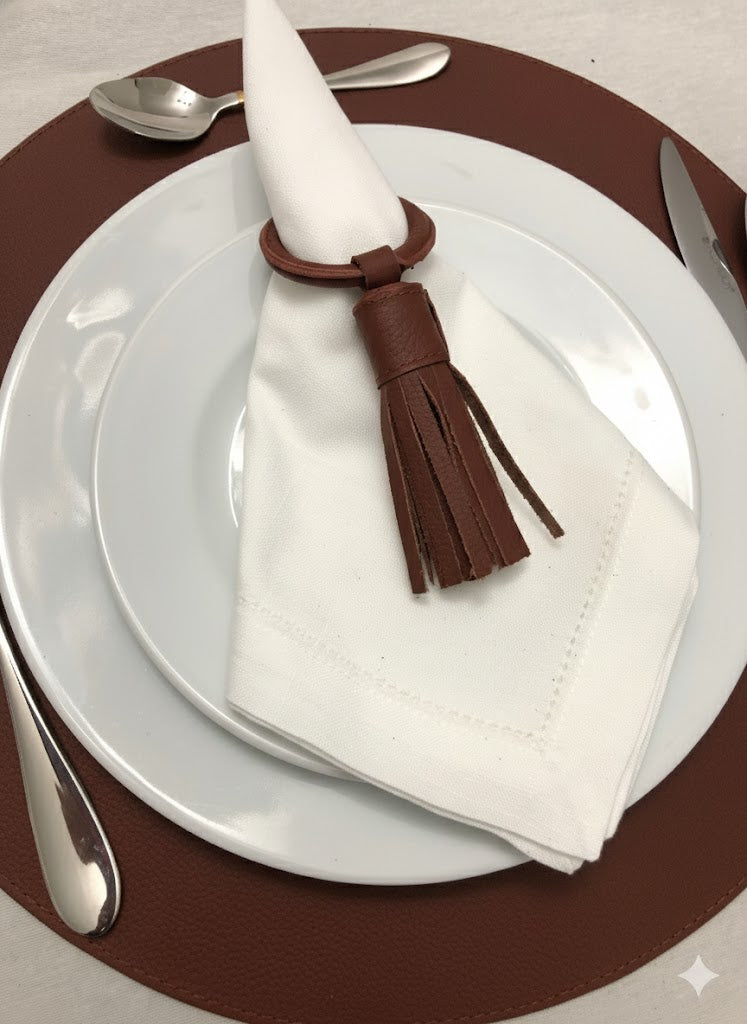 Servilleteros borla de piel (4 piezas)